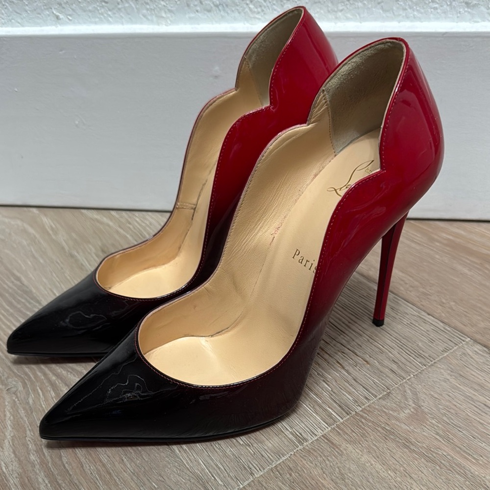 Christian Louboutin Red and Black Patent Heels